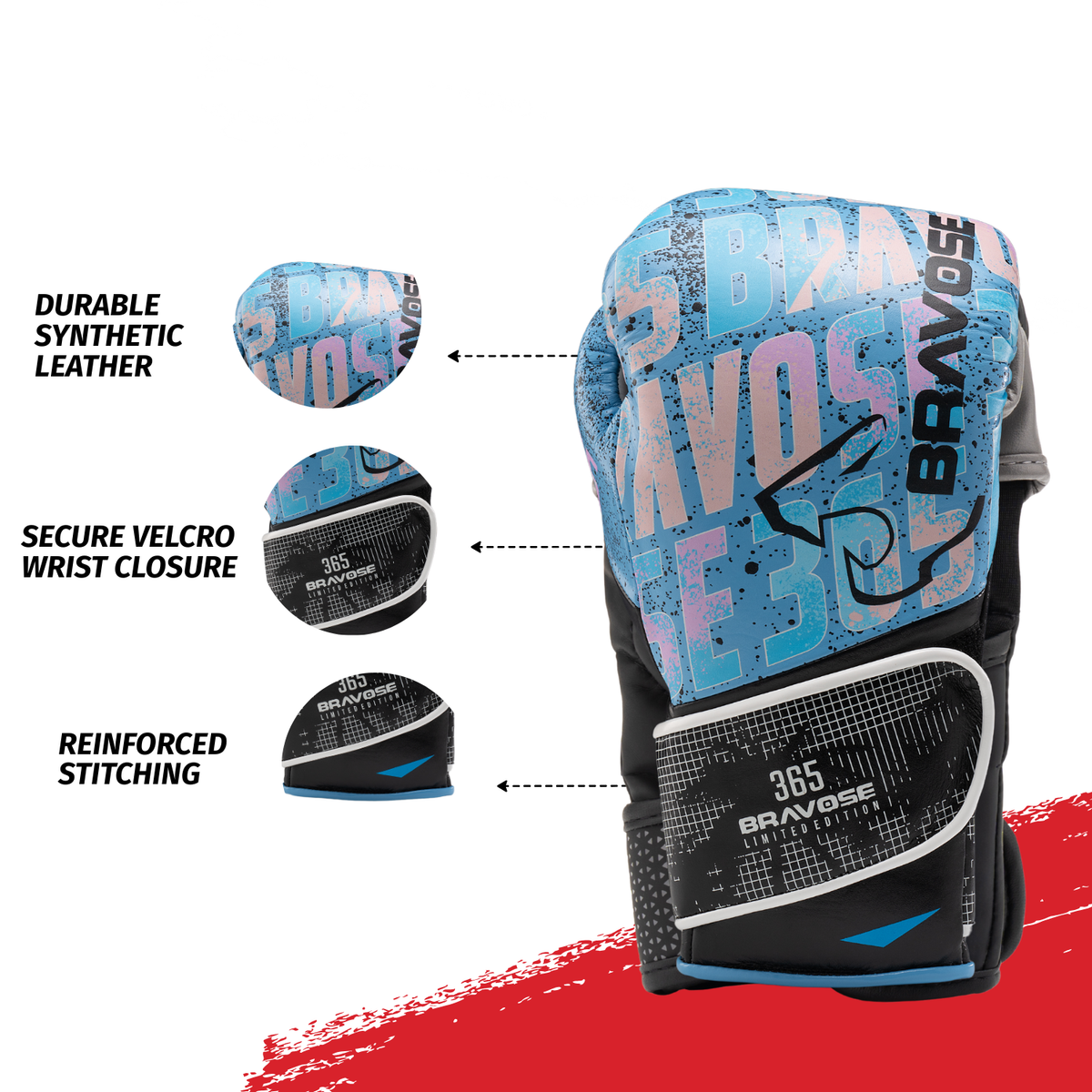 Bravose Limited Edition 16oz Velcro Boxing Gloves – Blue Edition