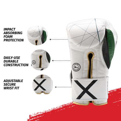Bravose Limited Edition 16oz Velcro Boxing Gloves – 365 Series White