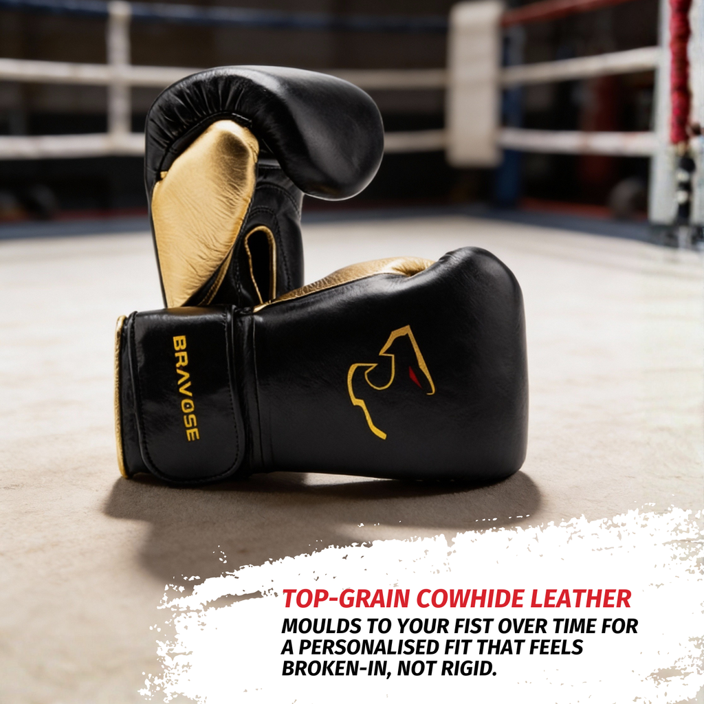 Elite Pro 2.0 Velcro Boxing Gloves - Black Gold