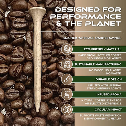 SWIFTEE Biodegradable Golf Tees - Made from Recycled Coffee Grounds - PGA Show Award Winner