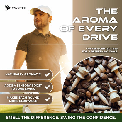SWIFTEE Biodegradable Golf Tees - Made from Recycled Coffee Grounds - PGA Show Award Winner