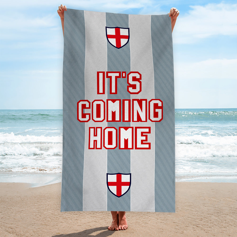 England Grey Stripe - WC26 - Retro Beach Towel - 150cm x 75cm