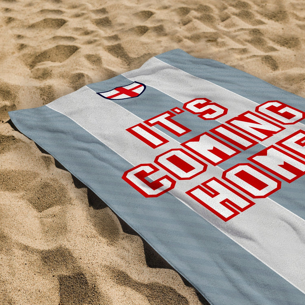 England Grey Stripe - WC26 - Retro Beach Towel - 150cm x 75cm