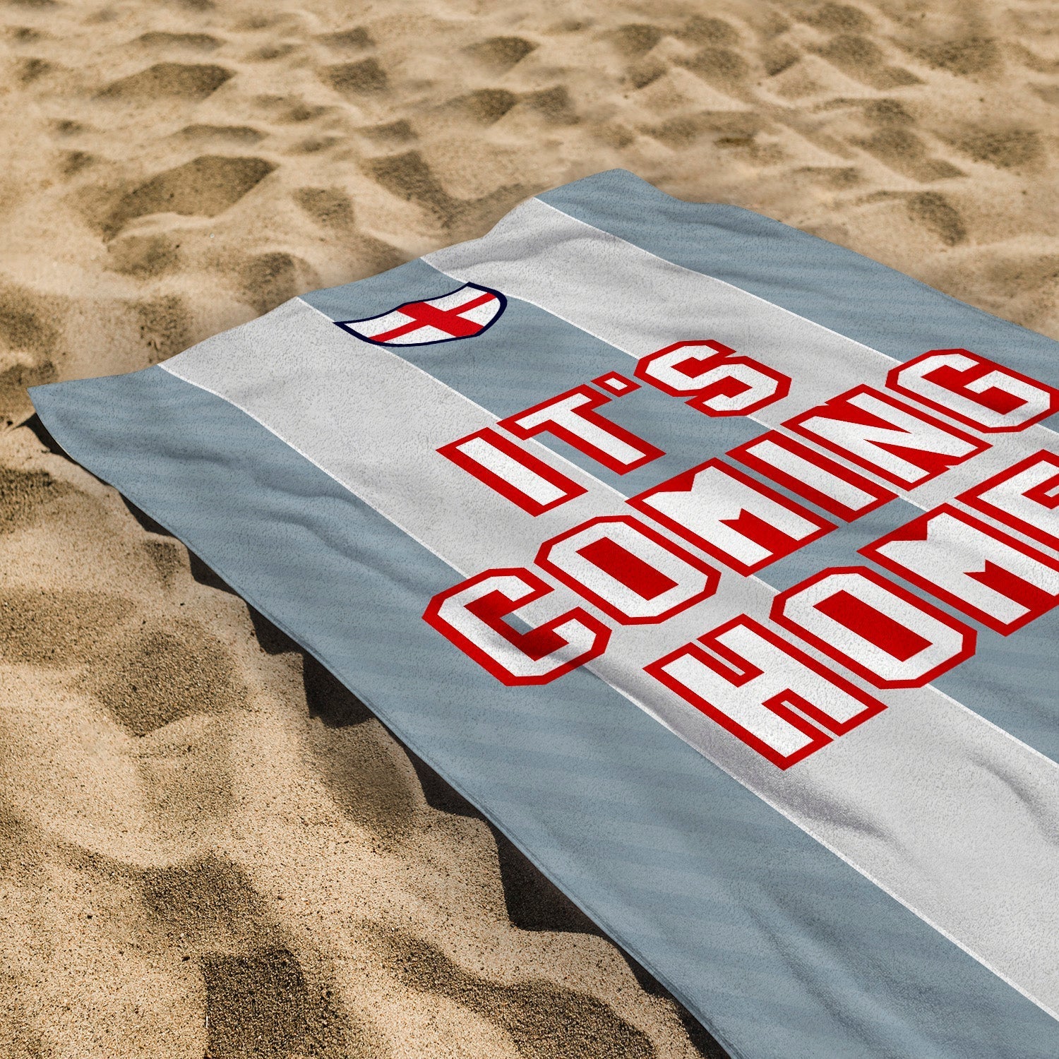 England Grey Stripe - WC26 - Retro Beach Towel - 150cm x 75cm