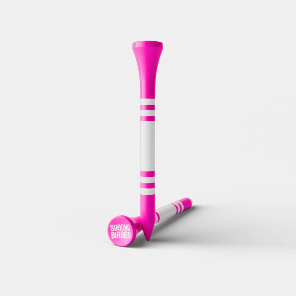 40 Bamboo Golf Tees - Neon Pink/White