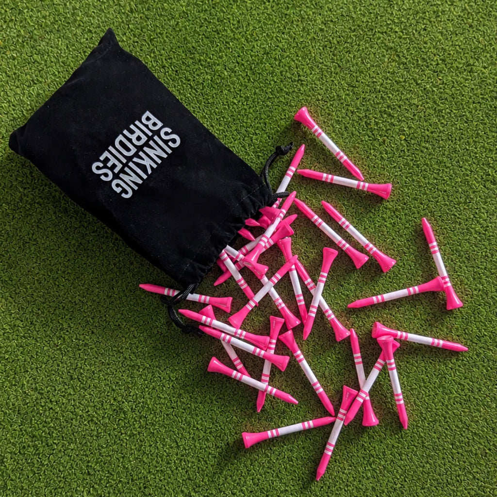 40 Bamboo Golf Tees - Neon Pink/White