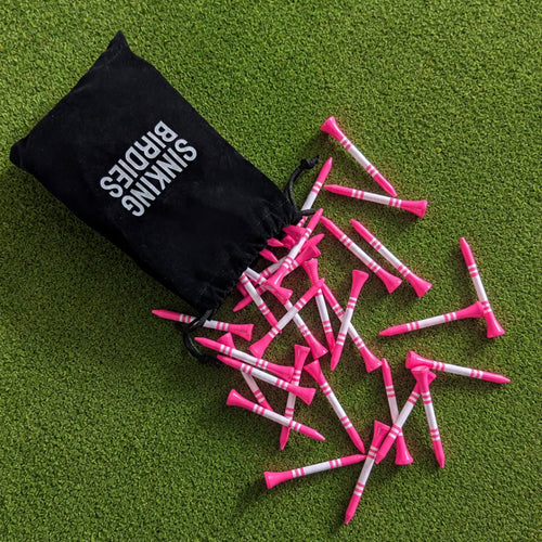 40 Bamboo Golf Tees - Neon Pink/White