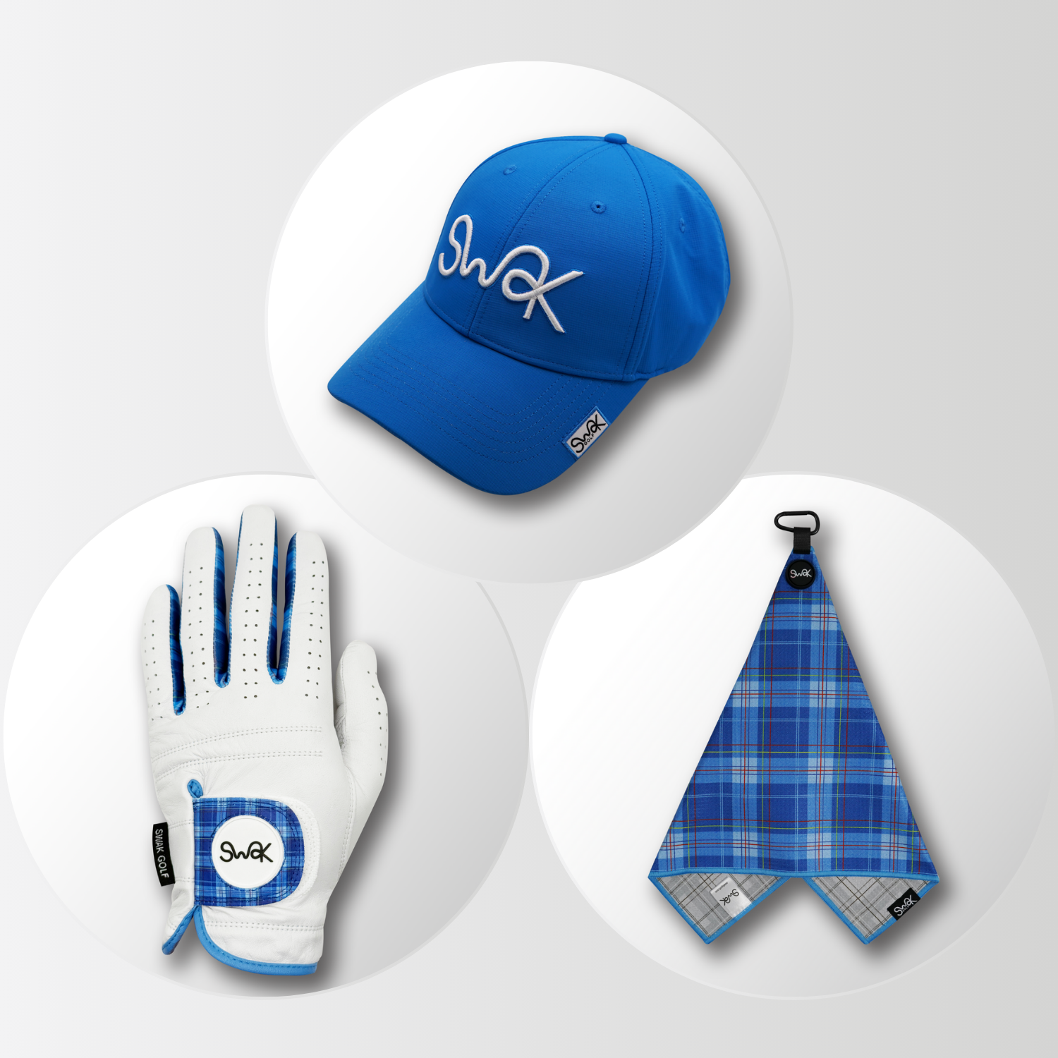 Tartan Golf Hat, Gloves & Towel Gift Set Bundle