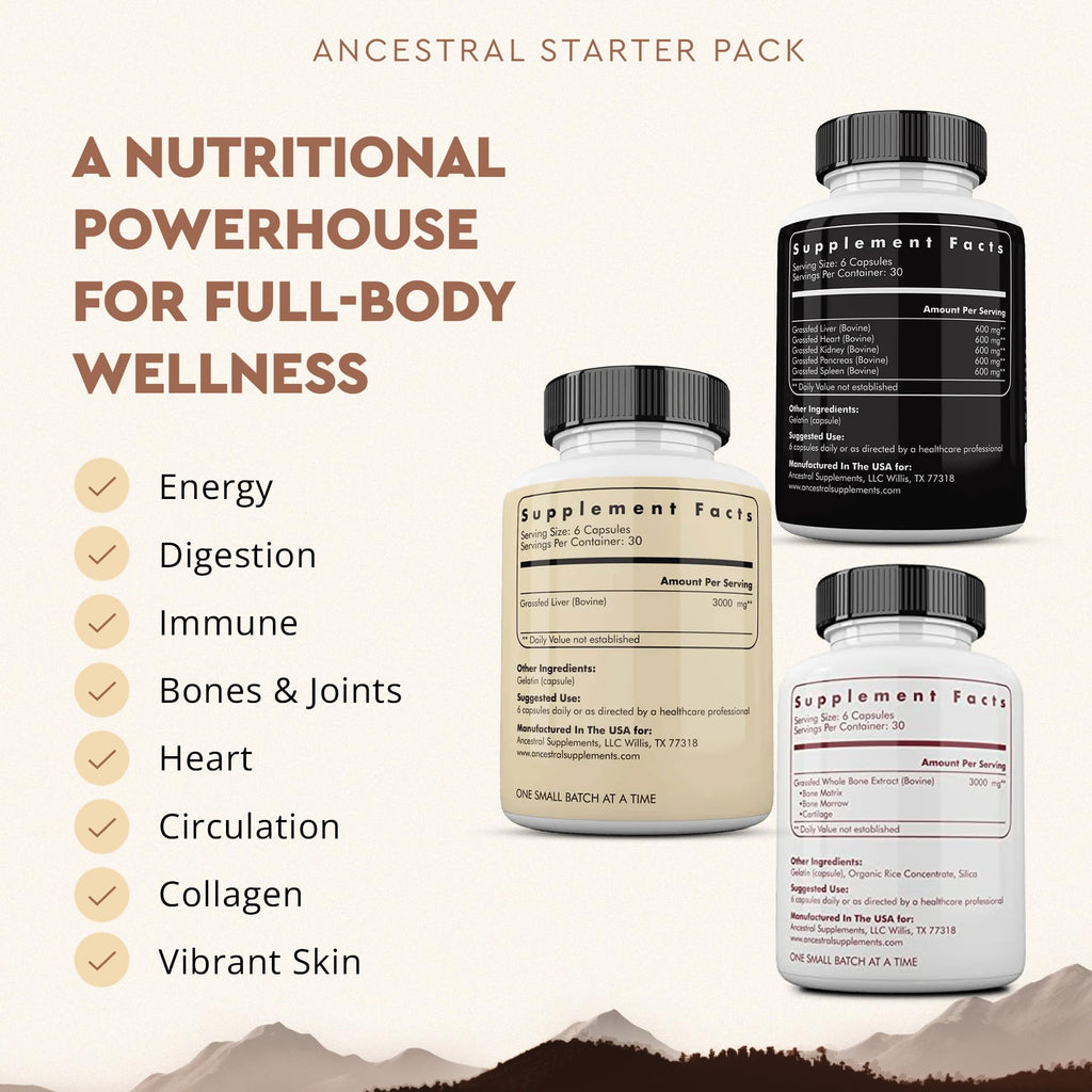Ancestral Beef Organs Stack Variation – Organs Starter Pack | Ancestral Supplements