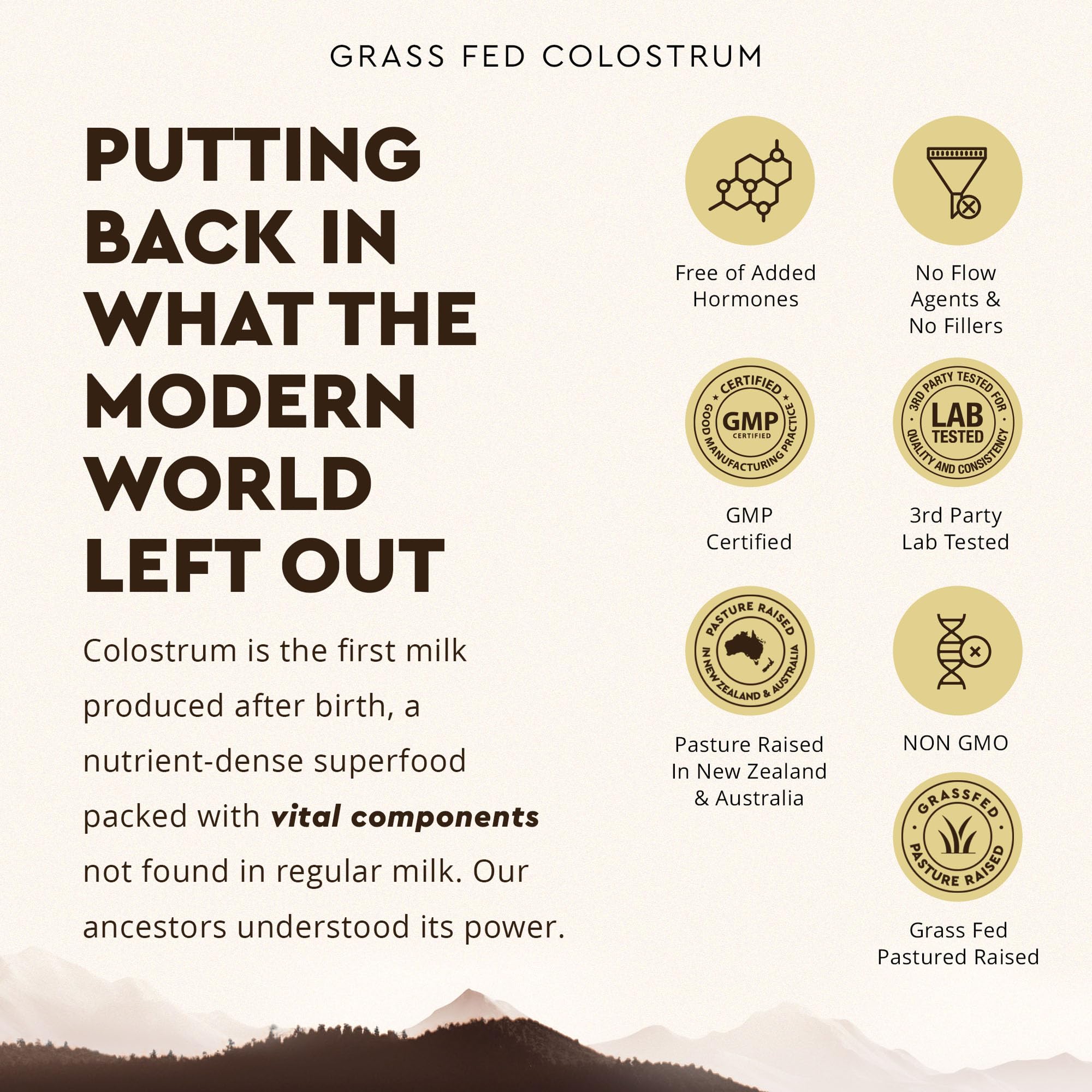 Ancestral Supplements Bovine Colostrum Powder – Grass-Fed, Freeze-Dried, Gut Health & Immune Support, 120 Servings