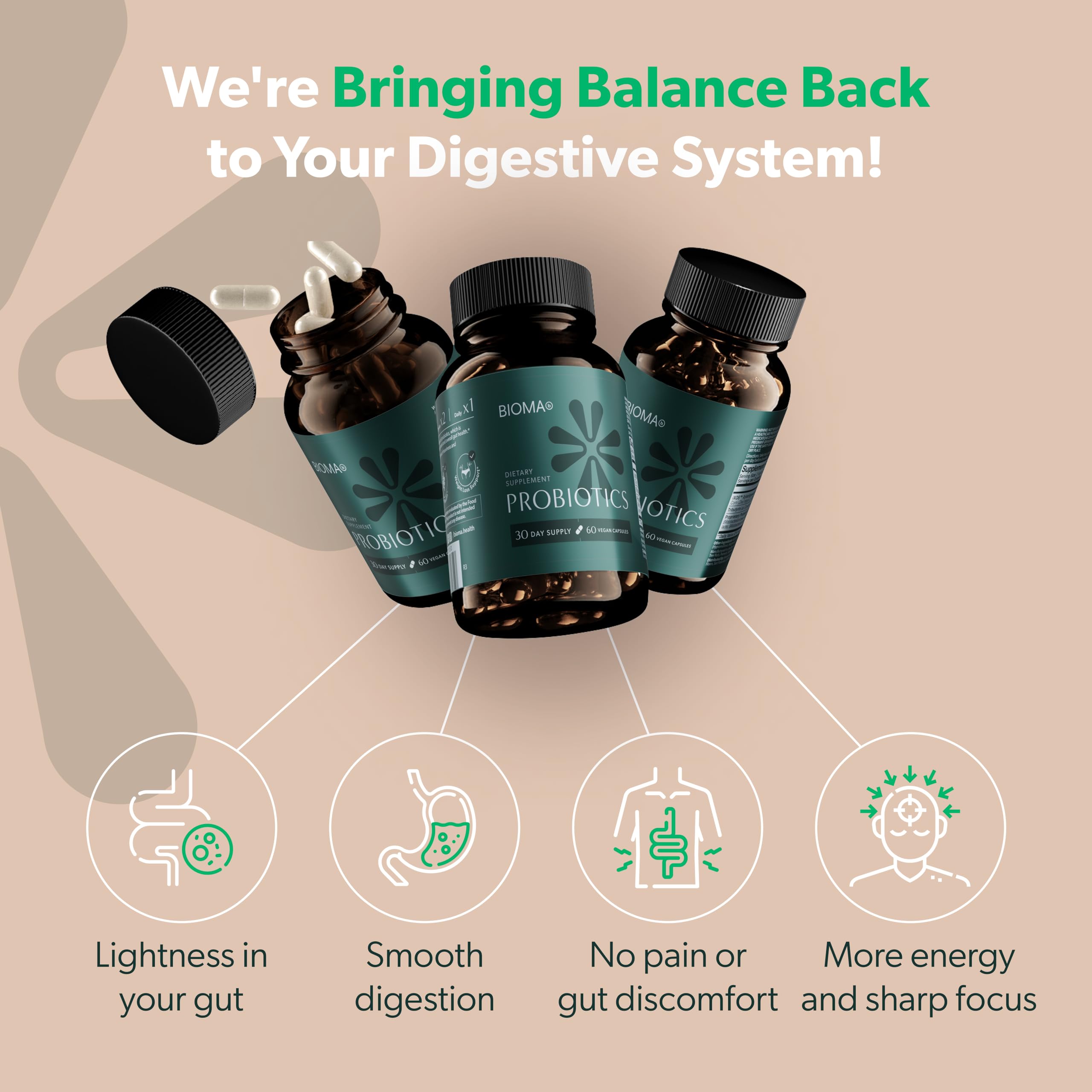 BIOMA Probiotics | Digestive Health & Gut Support | Vegan & Gluten Free
