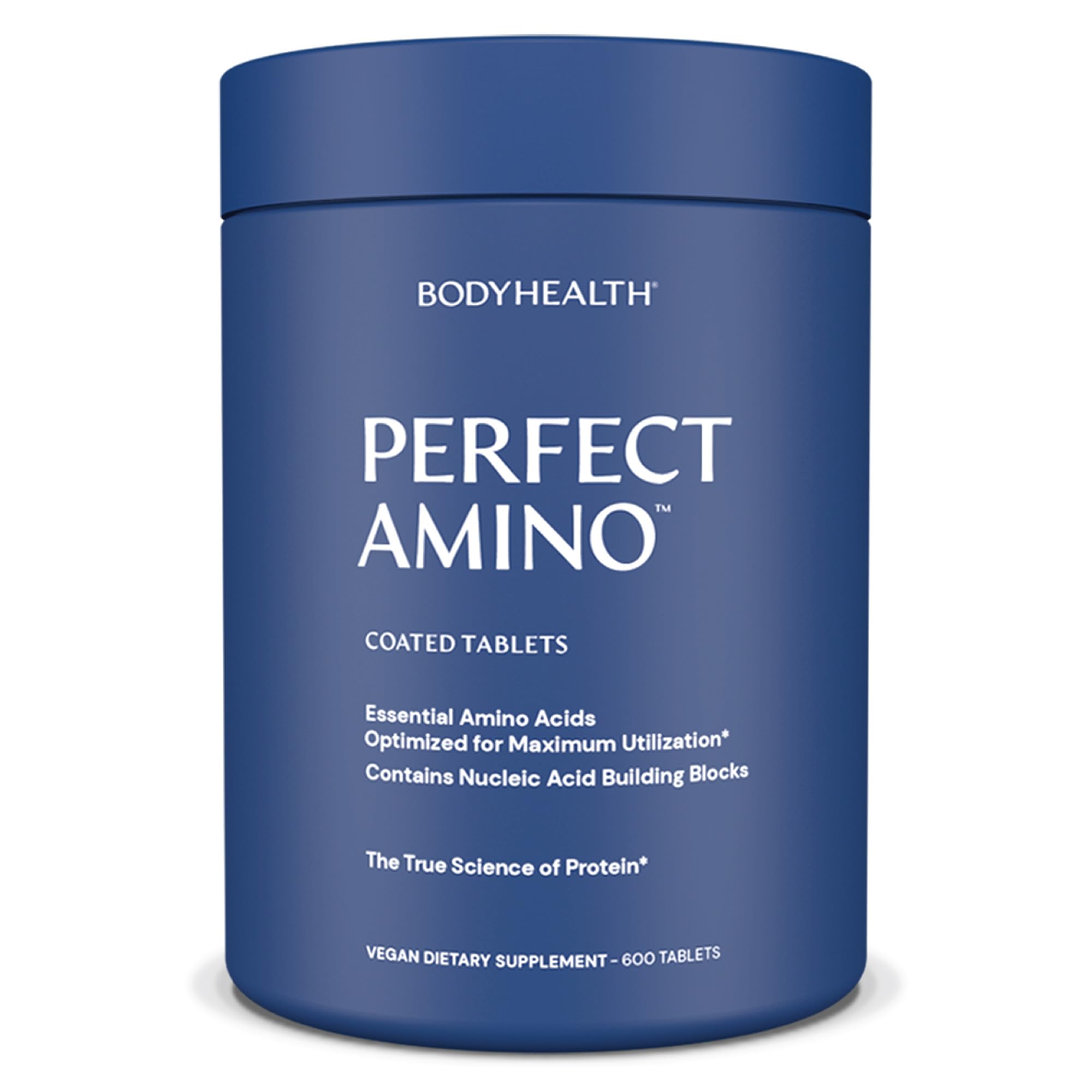 BodyHealth PerfectAmino (600 ct) – Easy-to-Swallow Vegan Amino Tablets for Muscle Recovery & Strength