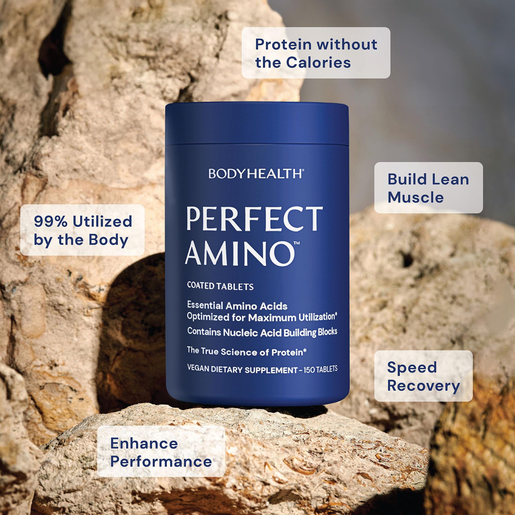 BodyHealth PerfectAmino (300 ct) – Easy to Swallow Vegan Amino Acids for Pre/Post Workout