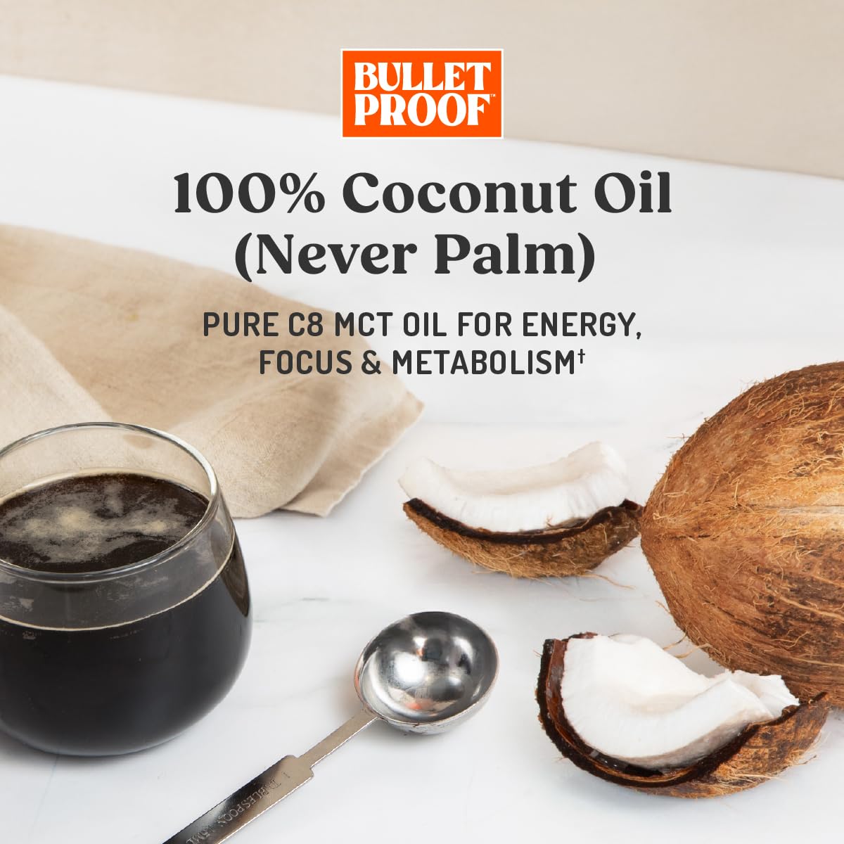 Bulletproof Coconut Brain Octane C8 MCT Oil 2-Pack – Unflavored Keto Energy for Brain & Body
