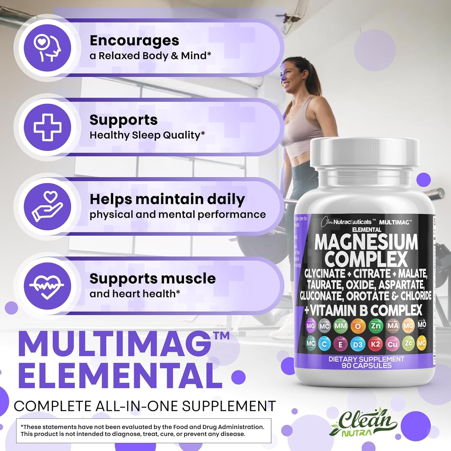 Clean Nutraceuticals MultiMag Magnesium Complex - 9 Magnesium Forms + B Vitamins (180 Capsules, Pack of 2)