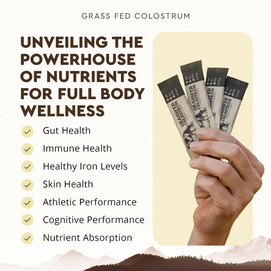 Ancestral Supplements Grass-Fed Beef Bovine Colostrum Powder Packets – Immune Support, Gut Health, 30 Sticks