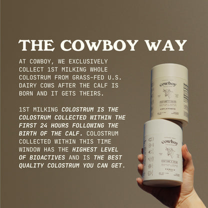 Cowboy Colostrum Powder – First Day Milking, Grass-Fed Bovine Colostrum, Unflavored, 40 Servings