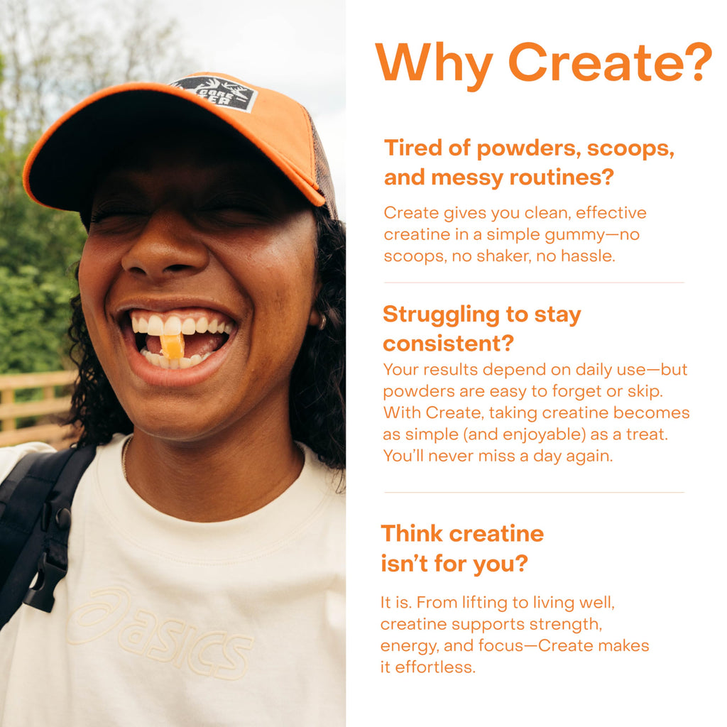 Create Creatine Monohydrate Gummies – 1.5g per Gummy, Vegan & Anti-Melting