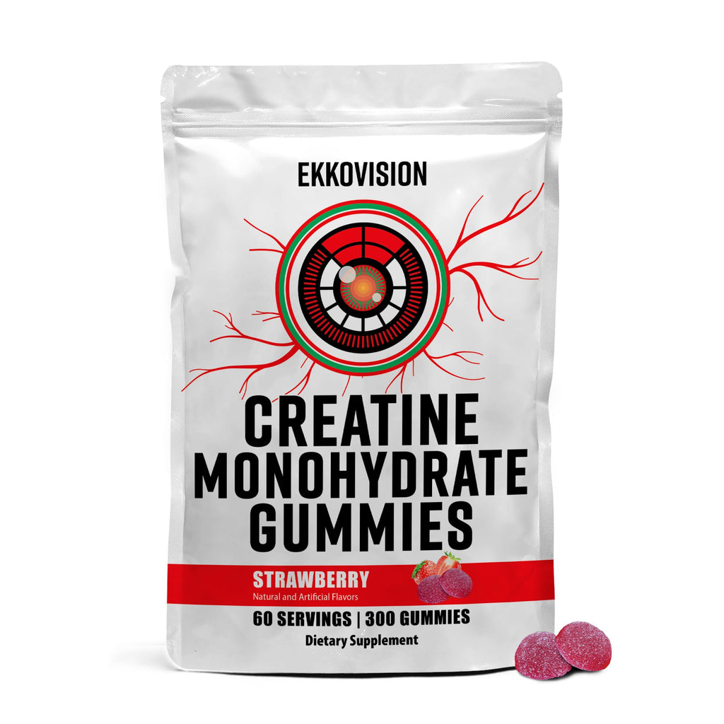 Ekkovision Creatine Monohydrate Gummies – Orange Citrus, Sugar Free, 60 Servings | Vegan & Travel Friendly