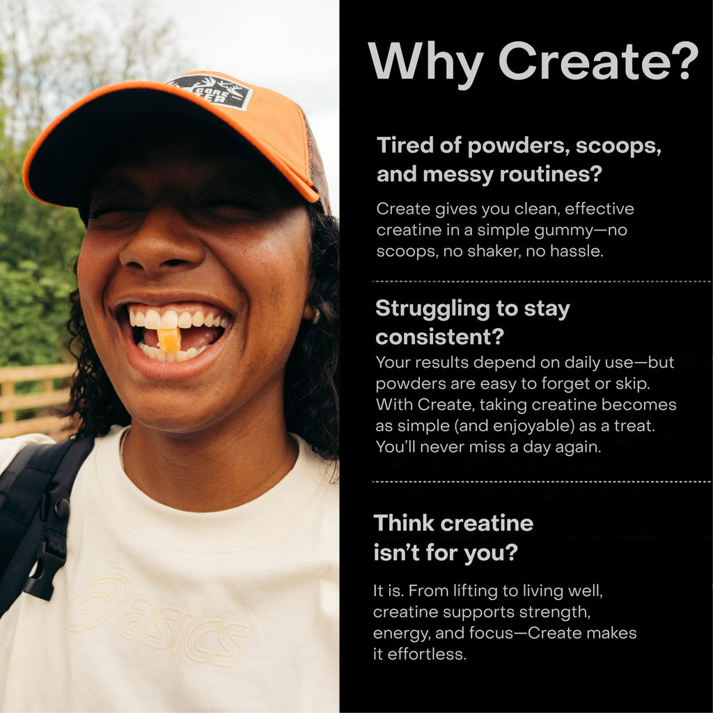 Create Creatine Monohydrate Gummies – 1.5g per Gummy, Vegan & Anti-Melting