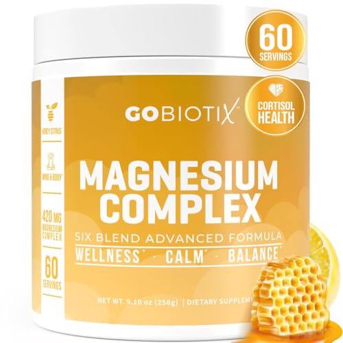 GoBiotix Magnesium Glycinate Powder – 420 mg per Serving, 60 Servings, Honey Citrus | High Absorption, Sugar-Free