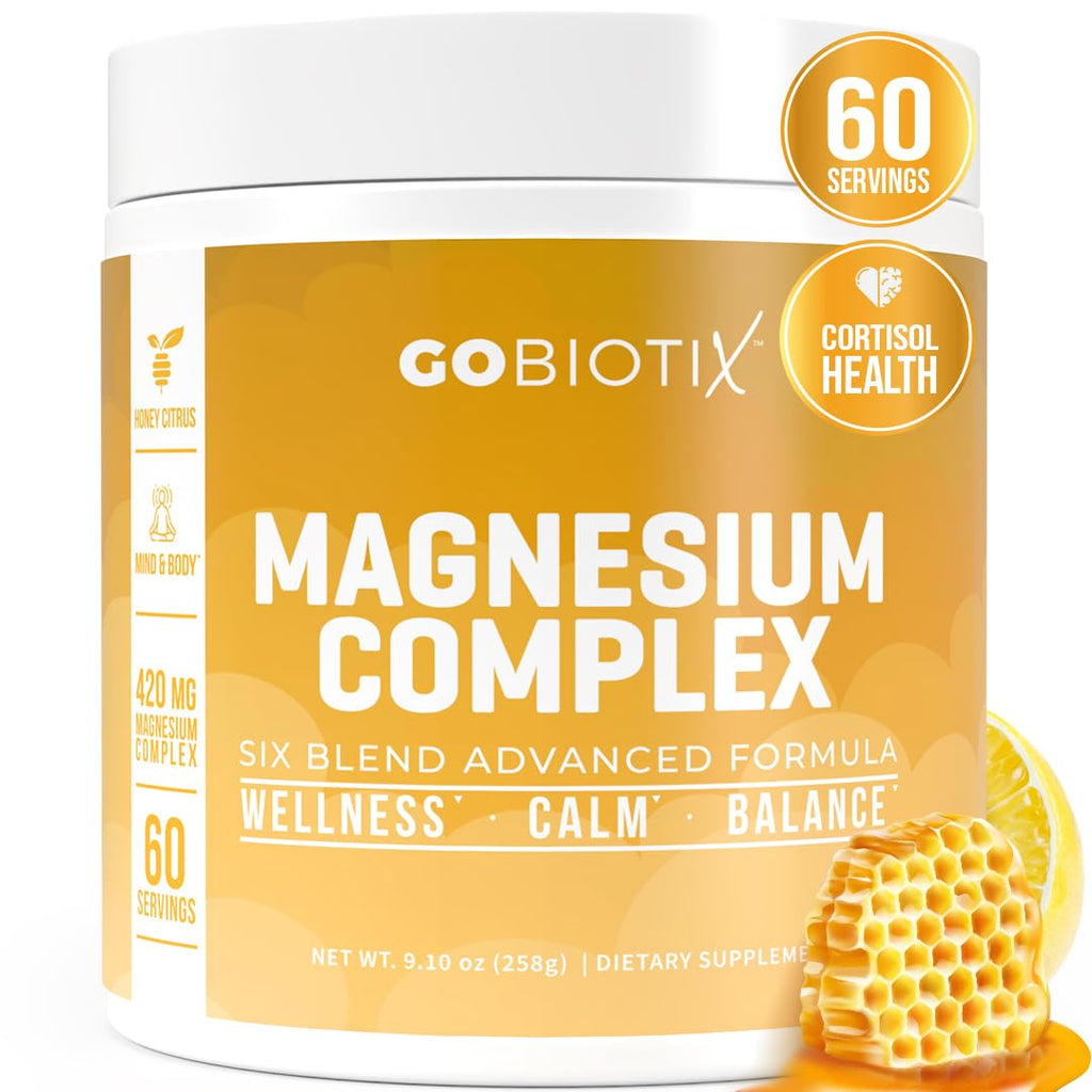GoBiotix Magnesium Glycinate Powder – 420 mg per Serving, 60 Servings, Honey Citrus | High Absorption, Sugar-Free