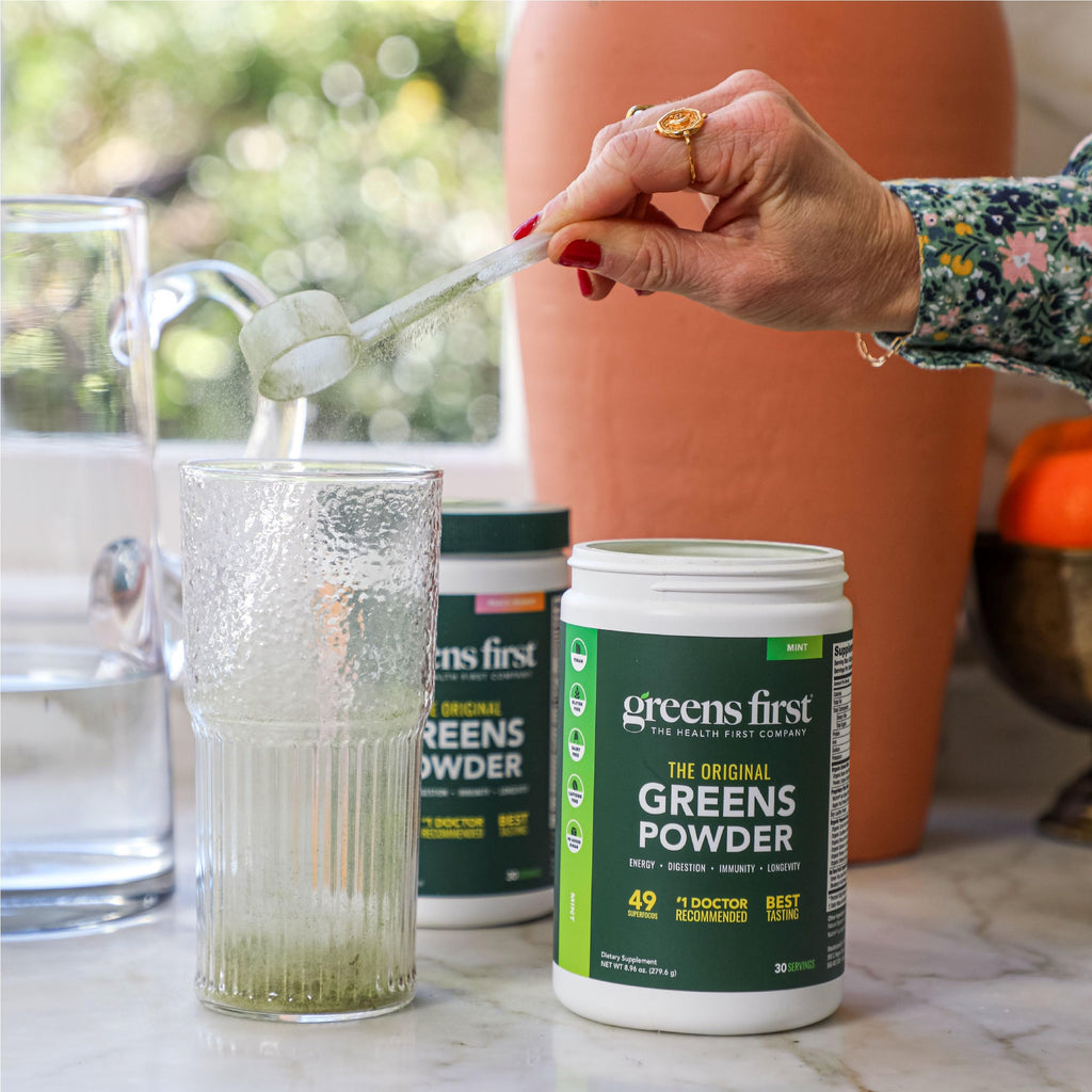 Greens First Original Greens Powder - 49 Superfoods, Prebiotics & Probiotics, Citrus, 30 Servings
