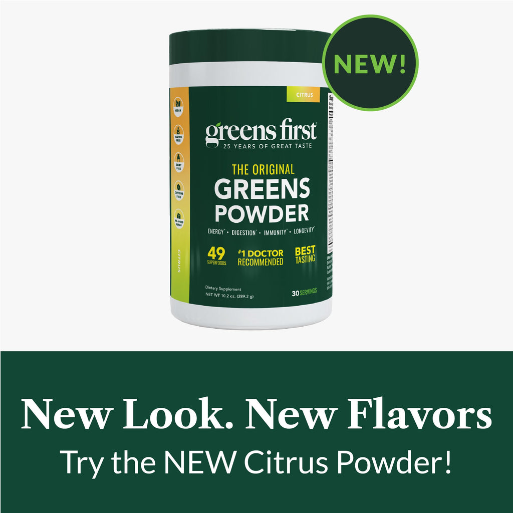 Greens First Original Greens Powder - 49 Superfoods, Prebiotics & Probiotics, Citrus, 30 Servings