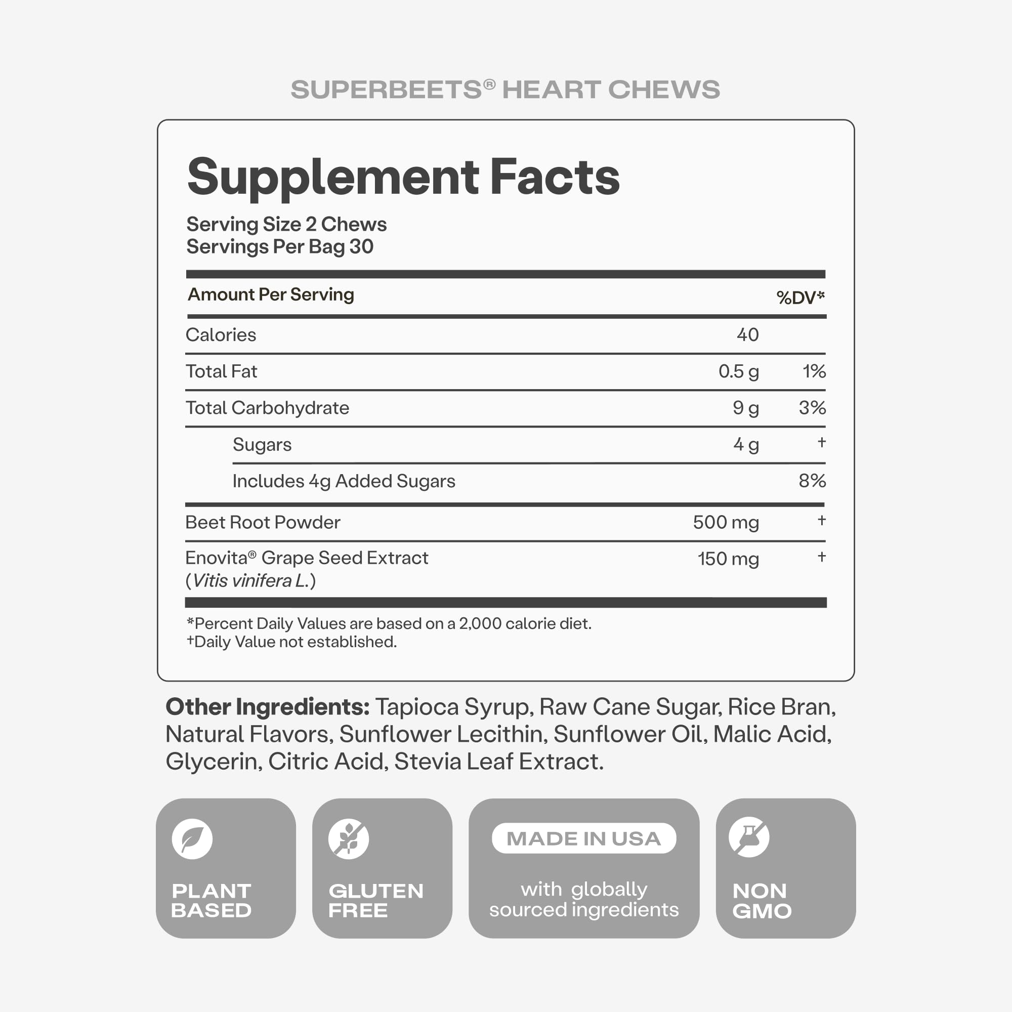 Humann SuperBeets Heart Chews – Nitric Oxide & Blood Pressure Support, Pomegranate Berry Flavor, 60 Count