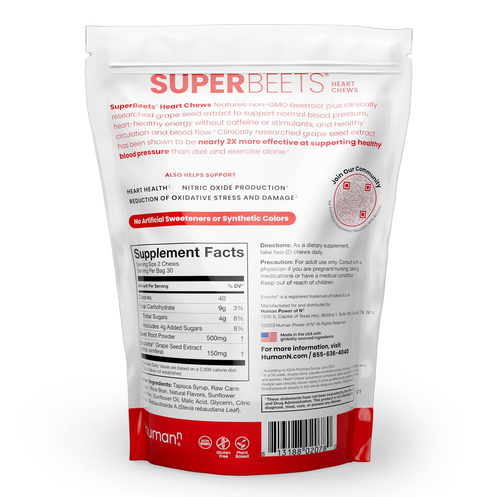 Humann SuperBeets Heart Chews – Nitric Oxide & Blood Pressure Support
