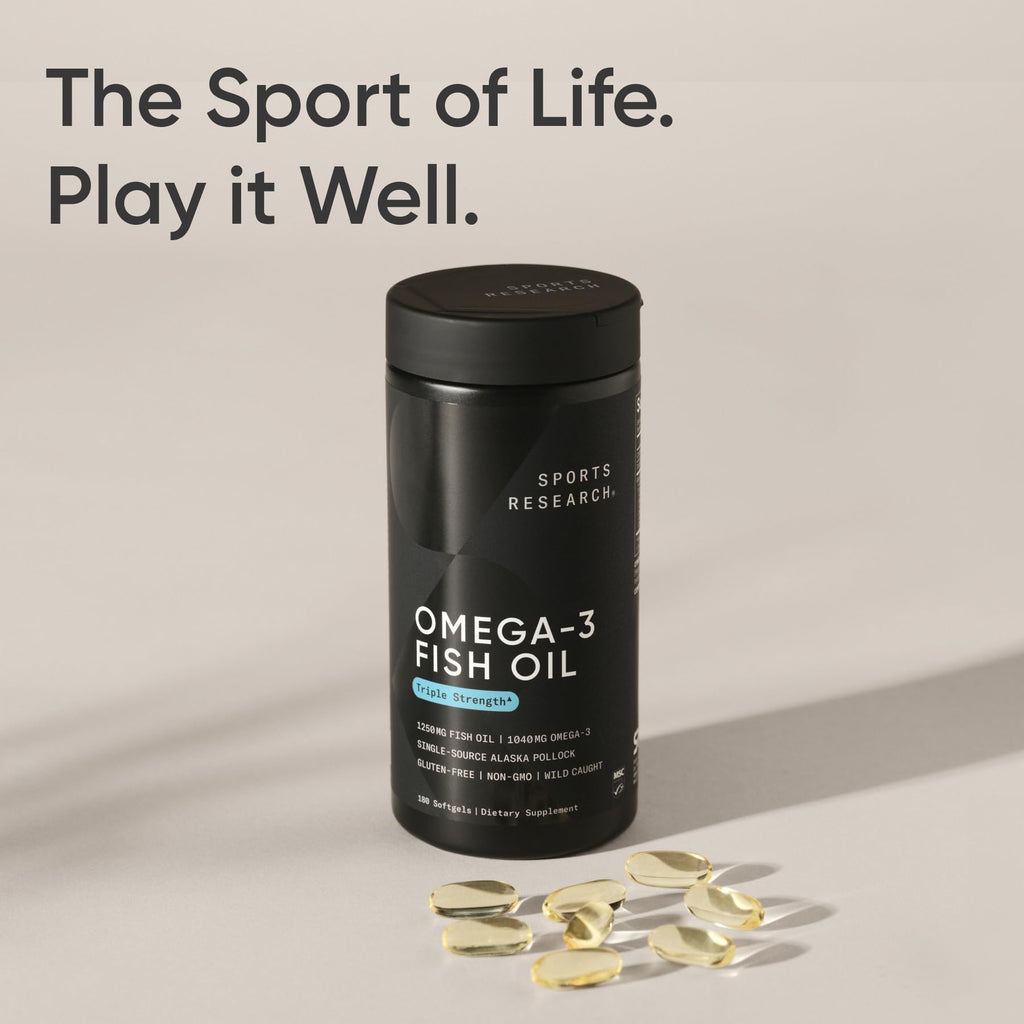 Sports Research Omega-3 Fish Oil 1250 - Triple Strength, MSC Certified, 180 Softgels