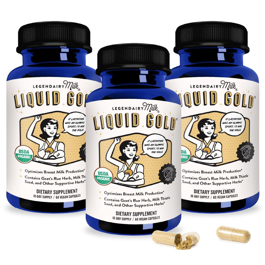 Legendairy Milk Liquid Gold Lactation Support – Organic Goats Rue, Milk Thistle, Shatavari, Fennel, Alfalfa & Anise | 60 Count (Pack of 3)
