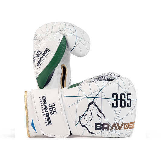 Bravose Limited Edition 16oz Velcro Boxing Gloves – 365 Series White