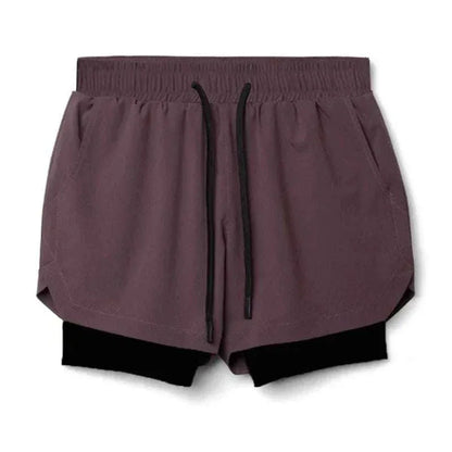 Men 2 in 1 Fitness Gym Shorts With Towel Loop Breathable Shorts