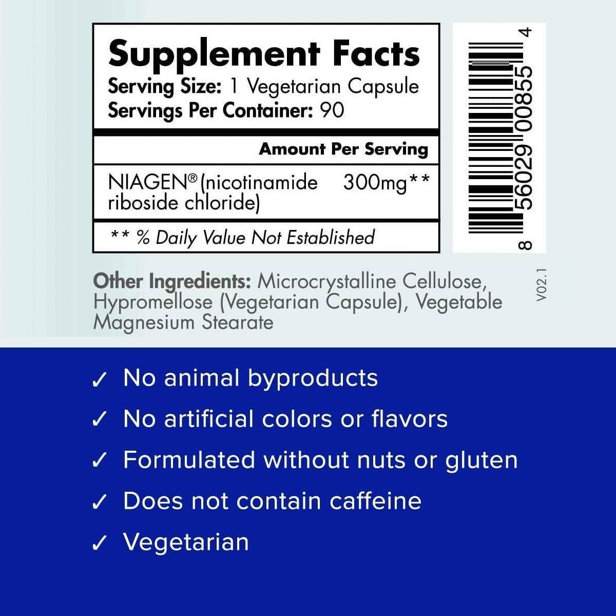 Tru Niagen NAD+ Supplement 300 mg – 2 Bottles, 90 Servings | Cellular Energy, Brain & Muscle