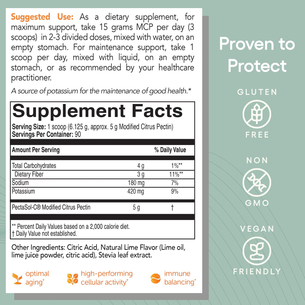 EcoNugenics PectaSol Modified Citrus Pectin – 551g Lime Powder for Total-Body Health & Galectin-3 Support