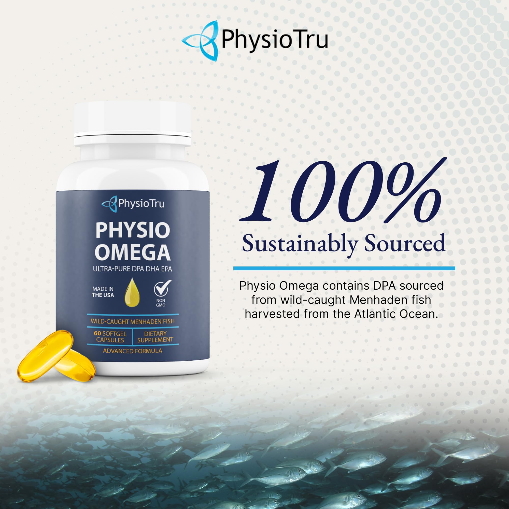 PhysioTru Physio Omega 2400mg Fish Oil – Burpless Omega-3 (EPA, DHA, DPA)