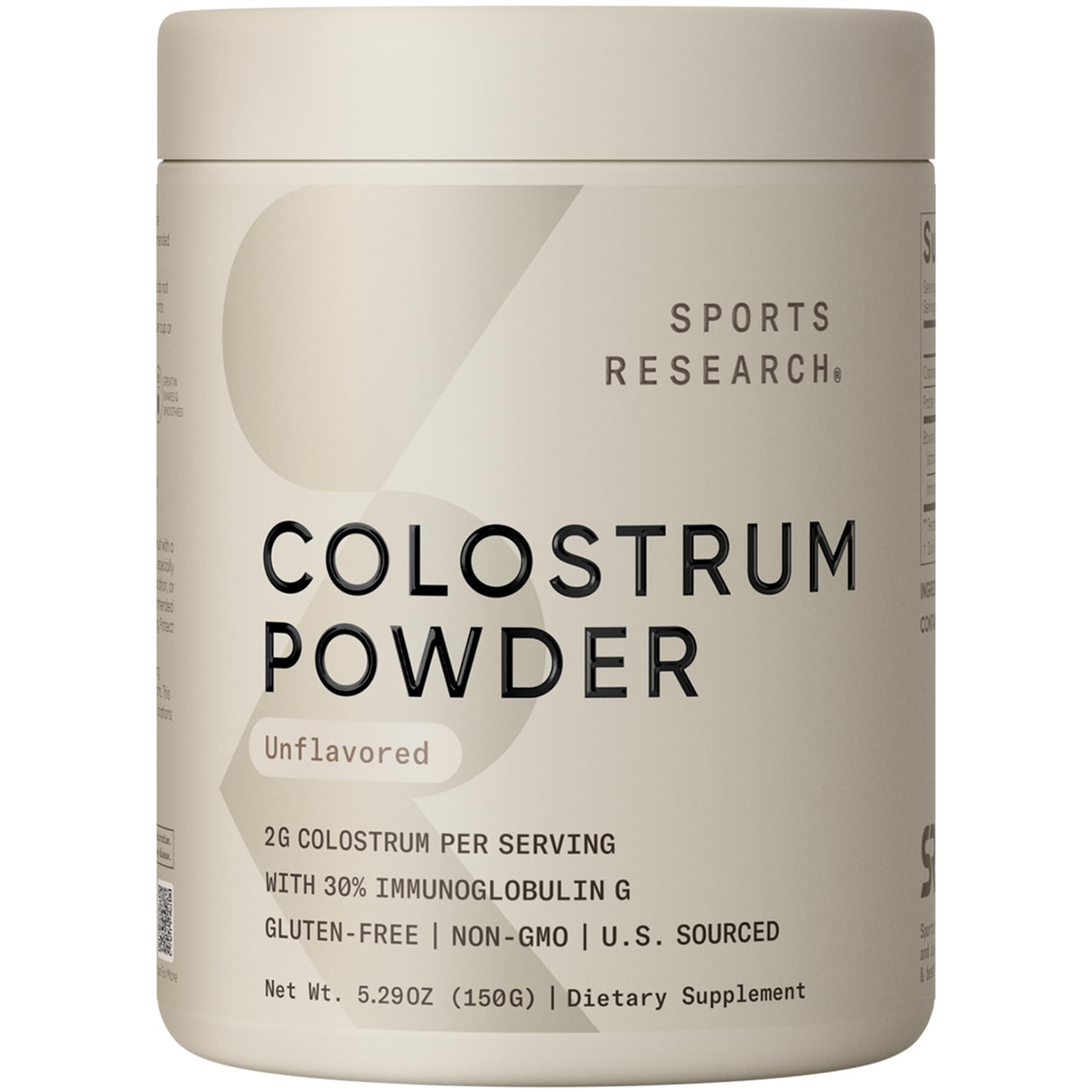 Sports Research Bovine Colostrum Powder – Easy Mix, Single-Ingredient Superfood for Gut Health & IgG Rich Support – U.S. Sourced, Non-GMO, Gluten Free – 75 Servings (Unflavored)