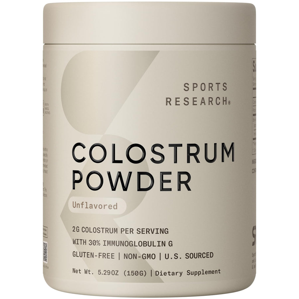 Sports Research Bovine Colostrum Powder – Easy Mix, Single-Ingredient Superfood for Gut Health & IgG Rich Support – U.S. Sourced, Non-GMO, Gluten Free – 75 Servings (Unflavored)