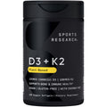 Sports Research Vitamin D3 + K2 with Coconut Oil – Vegan, 5000 IU D3, 100 mcg MK-7, 120 Softgels