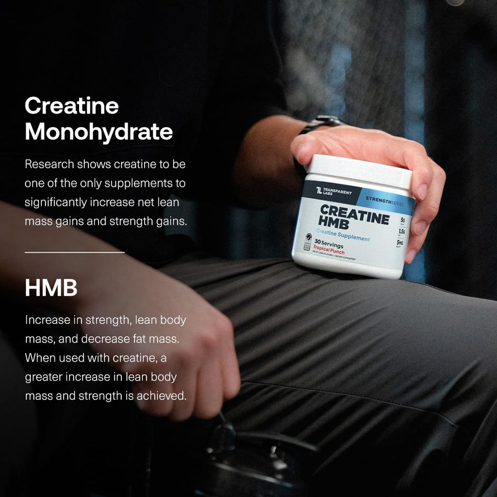 Transparent Labs Creatine HMB - Creatine Monohydrate with HMB, 30 Servings Strawberry Lemonade