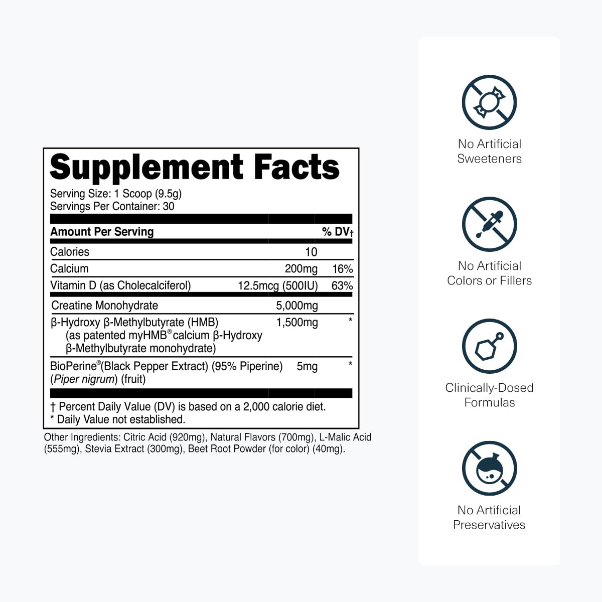 Transparent Labs Creatine HMB - Creatine Monohydrate with HMB, 30 Servings Strawberry Lemonade