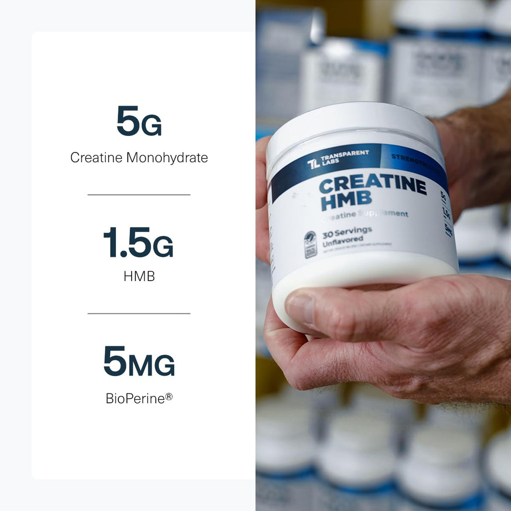 Transparent Labs Creatine HMB - Creatine Monohydrate with HMB, 30 Servings Strawberry Lemonade