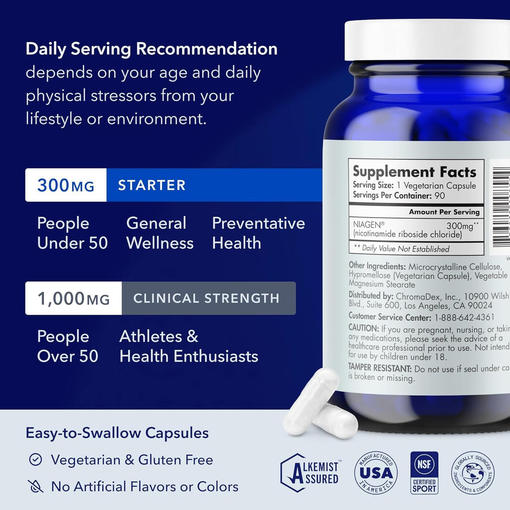 TRU NIAGEN NAD+ Supplement – 300 mg Niagen, 90 Servings