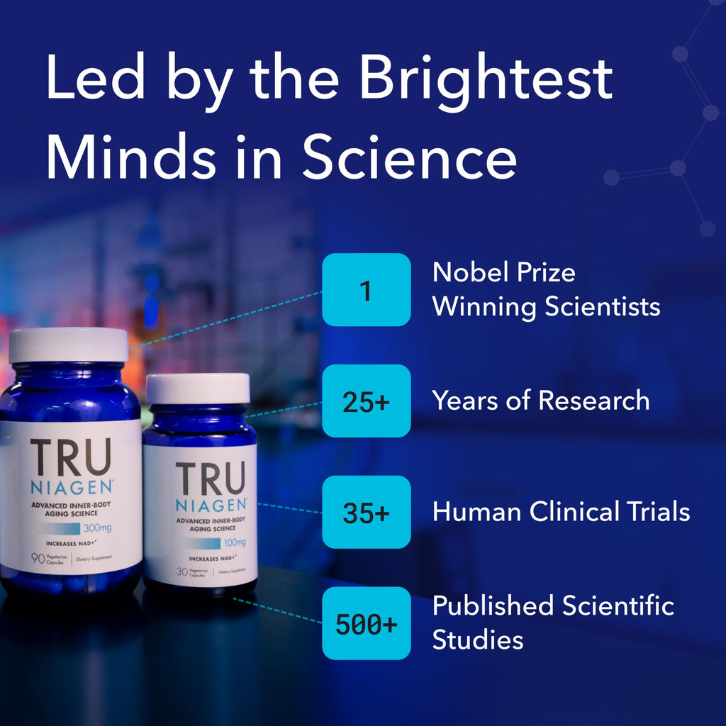 TRU NIAGEN NAD+ Supplement | Niagen NR for Cellular Energy, Brain & Muscle Health | 60 Servings | 2 Bottles