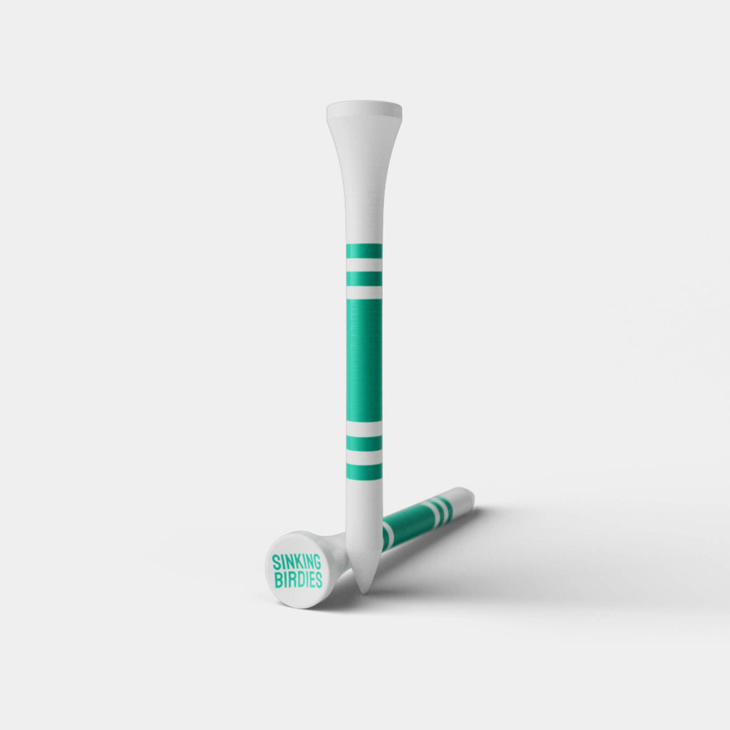 40 Bamboo Golf Tees - White/Green