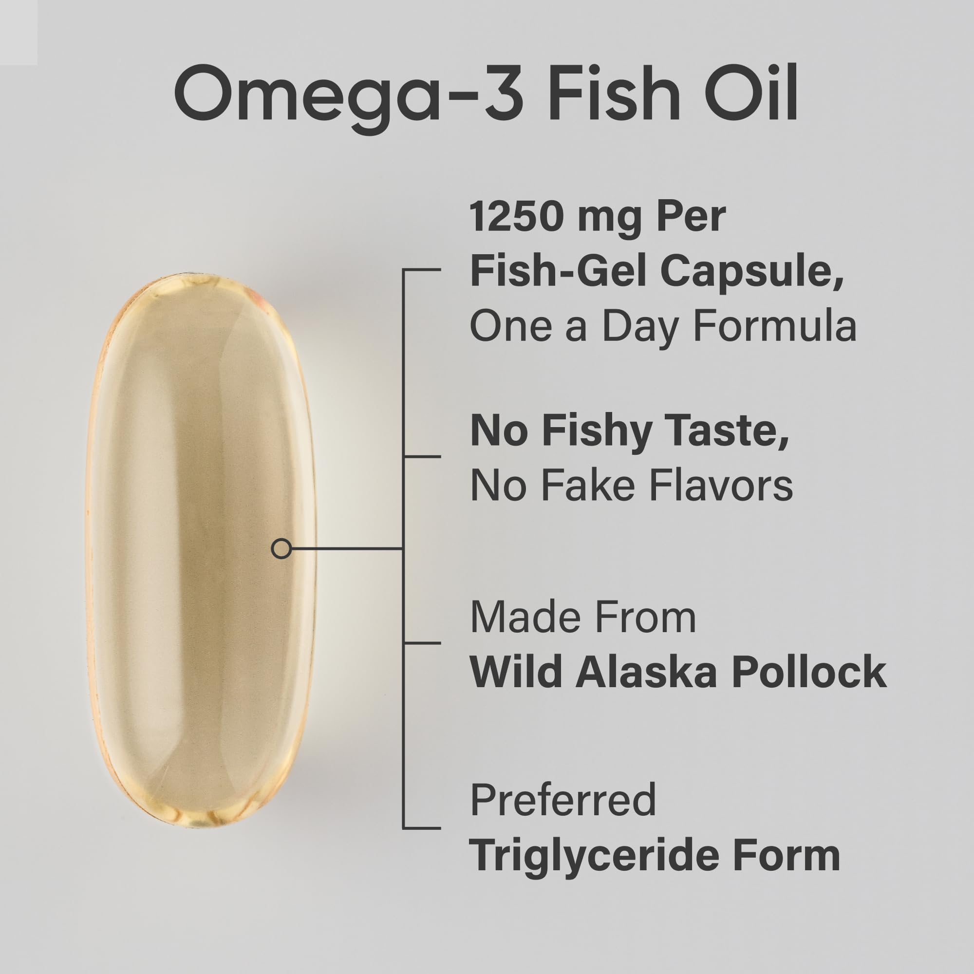 Sports Research Triple Strength Omega-3 Fish Oil - Burpless 1250 mg, 240 Softgels | Wild Alaska Pollock, EPA & DHA